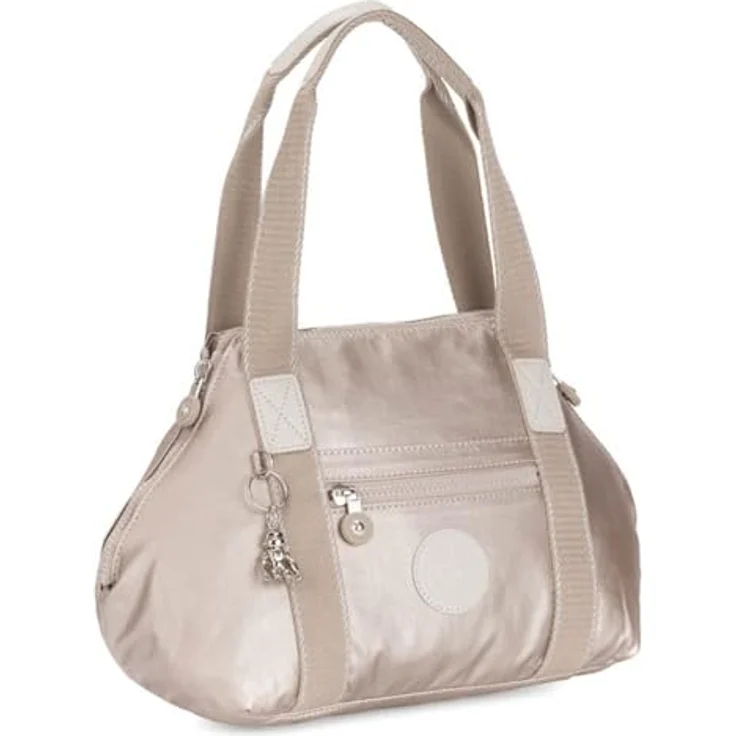 Kipling Basic Plus Art Mini Schultertasche, Damenhandtasche aus strapazierfähigem Material mit verstellbarem Schultergurt, 27 cm, Beige – Bild 4