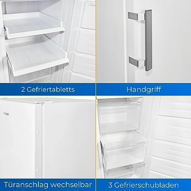 Exquisit Gefrierschrank GS5231-NF-H-040C weiss | 161 l Nutzinhalt | 4*-Gefrieren | Alarm-Funktion | Schnellgefrieren | NoFrost – Bild 3