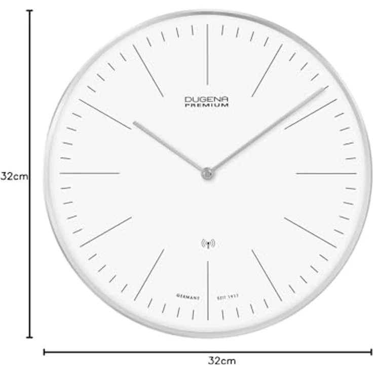 Dugena Wanduhr Dessau, Funkuhrwerk, Metallgehäuse, ø 32 cm, inklusive Batterie (Indexe) – Bild 3