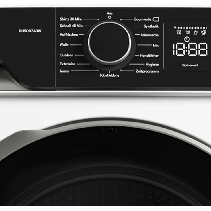 MOCTOR Wärmepumpentrockner DH9007A3W, 7 kg, 15 Programme, WI-FI VeeZyApp, Zwei-Wege-Schleudern, Startzeitauswahl, LED-Display – Bild 3