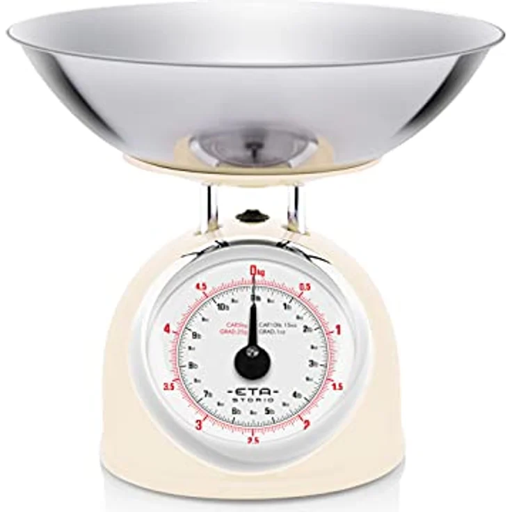 ETA Küchenwaage I Storio I Analoge Retro Waage im Ganzmetall Design I 2 Liter Edelstahlschale I max. 5kg I Beige – Bild 5