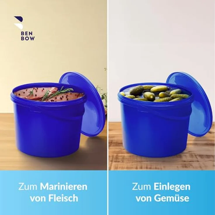 BenBow Eimer mit Deckel mit Griff 10L 5er Pack, Blau BSR-, Luftdicht, Lebensmittelecht, BRC-, Auslaufsicher – Bild 4