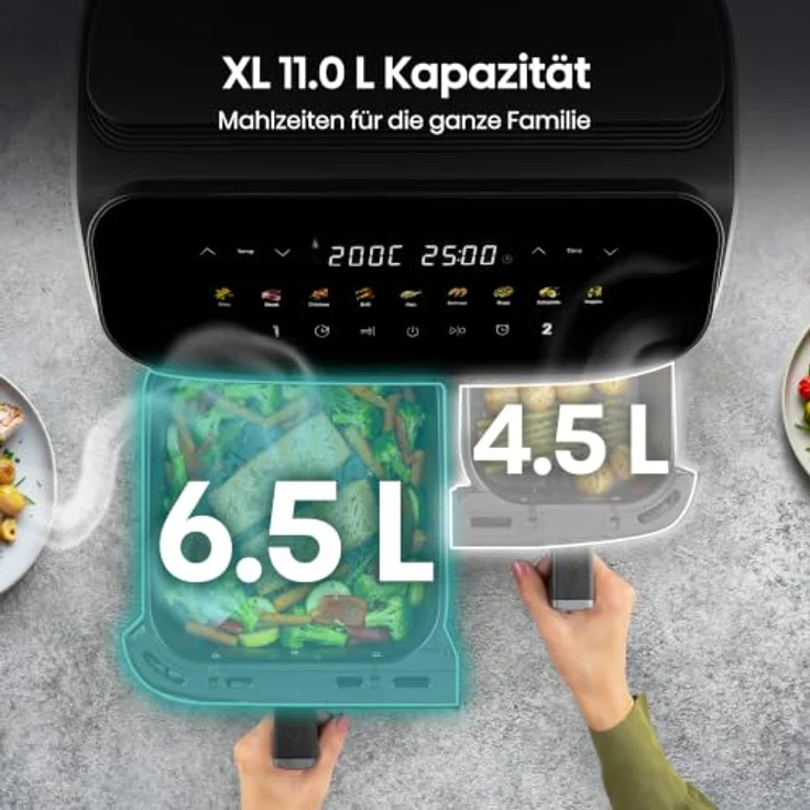 Hisense HAF2700DHA, Air Fryer Fritteuse mit 2700 W und 11 l, Schwarz – Bild 7
