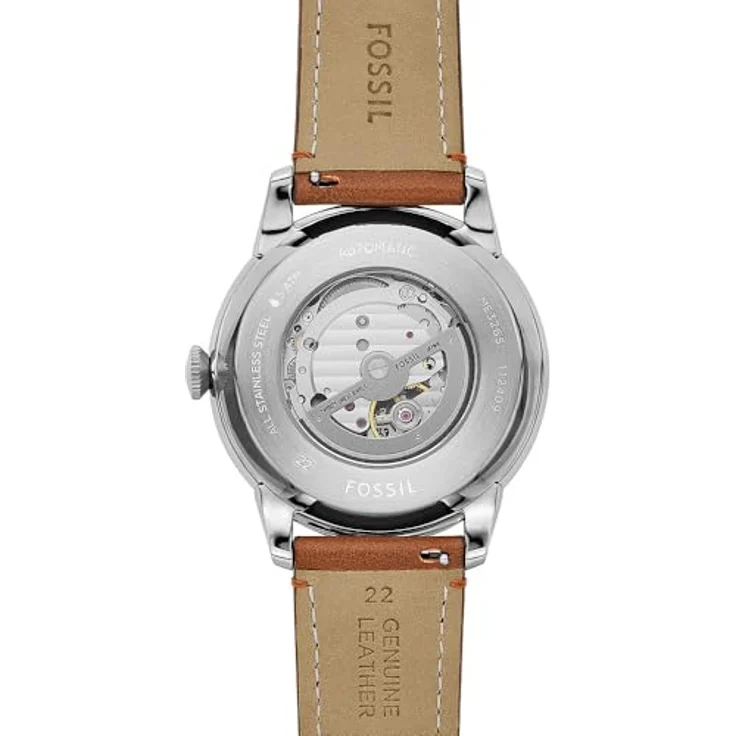 Fossil Herren Analog Automatik Uhr mit Leder Armband ME3265, 44-mm-Gehäuse, grünes Zifferblatt, wasserdicht bis 50 m – Bild 4