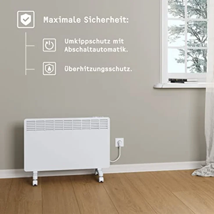 STIEBEL ELTRON neue Elektroheizung Standgerät für ca. 25 m², TÜV geprüft, Konvektor-Heizung mit elektronischer Regelung, 2 kW, energiesparend, LC-Display, Rollen, 204451, Weiß – Bild 4