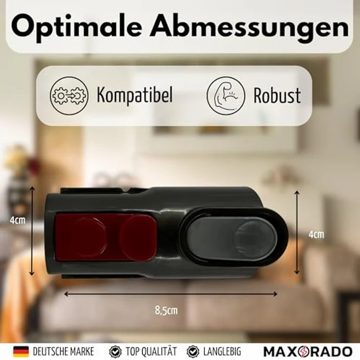 Maxorado V6 Anschluss Adapter, kompatibel mit Dyson V7 V8 V10 V11 V15, für Bodendüse und Kombidüse, Klickverschluss, grau – Bild 4