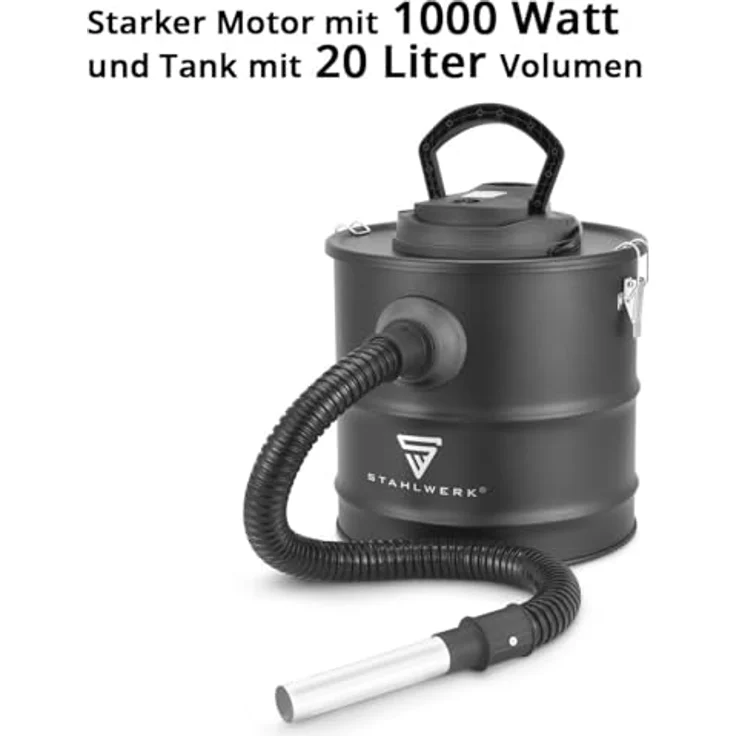 STAHLWERK Aschesauger 1000 Watt, 20 Liter Metallbehälter, HEPA Filter mit Ausblasfunktion für kalte Asche, Ofen, Grill & Werkstatt – Bild 3