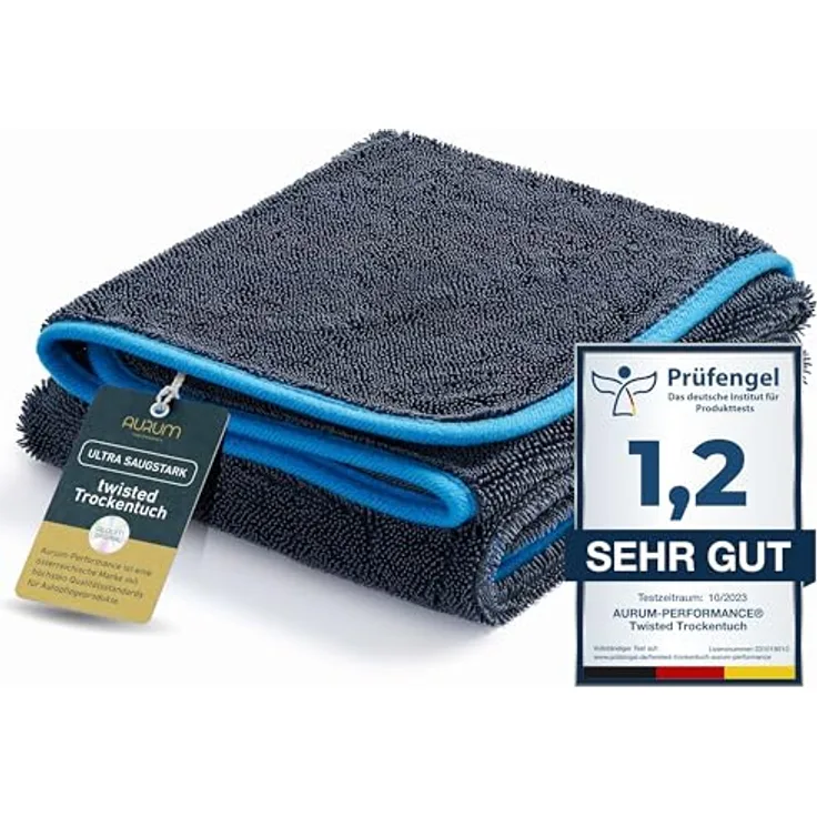 Aurum-Performance® Auto Trockentuch 90x60 cm, extrem saugstark & lackschonend, 100% fusselfrei & waschbar