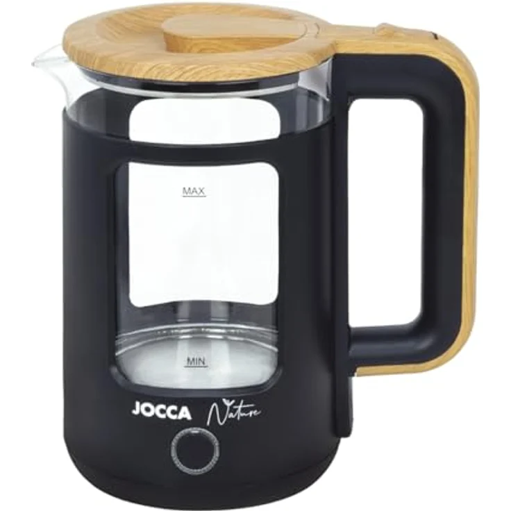 Jocca Wasserkocher 1,8 Liter Schwarz 360° Drehbare Basis Automatische Abschaltung Borosilikatglas – Bild 1