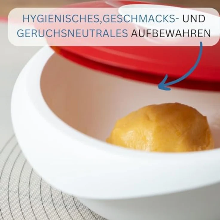 Westmark Rühr--Backschüssel mit Spritzschutz, Deckel und Ausgießer, Kunststoff, Füllvolumen: 3,5 Liter, Weiß-Rot, 3155227R – Bild 5