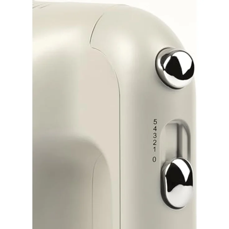 Girmi Handmixer SB43, 250 W Handrührgerät mit 5 Geschwindigkeitsstufen, Edelstahl-Rührbesen & Knethaken, Creme – Bild 4