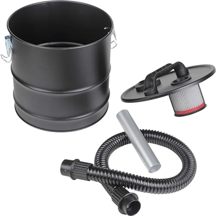 vhbw Aschefilter-Set für Bosch Alpha 29, 231, 24, 25, 31, 232, 30, inkl. Schlauch, Staubsauger-Rohr, Filterkartusche, 18 l Volumen, schwarz/silber – Bild 1