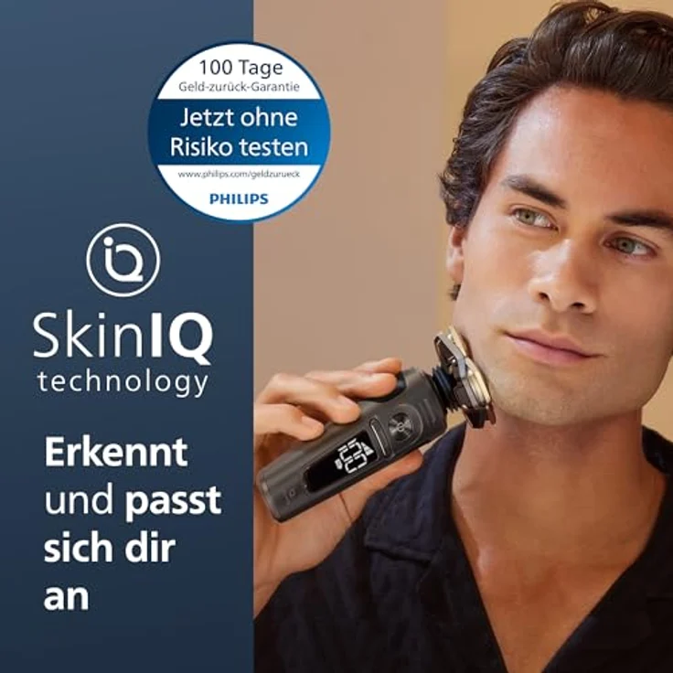 PHILIPS Shaver S9000 Prestige, elektrischer Nass- und Trockenrasierer, Gold, SkinIQ Technologie, Reiseetui, Qi-Ladepad, Präzisionstrimmer, Nasenhaartrimmer und Reinigungsstation, Modell SP9882/36 – Bild 2
