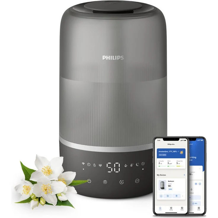 Philips Luftbefeuchter HU1510 1000 Series, ultraschall, 3 l Wassertank, für 41 m² Räume, mit Aroma-Diffusor, Stimmungslicht, App verbunden