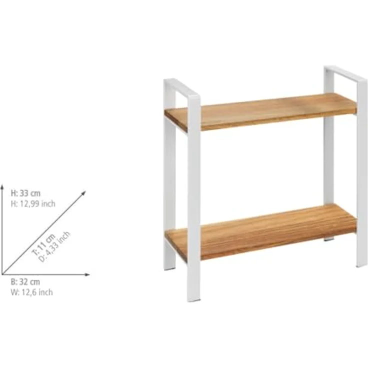 Wenko Küchenregal Louisa, 2 Etagen Küchen Organizer aus Akazienholz, Weiß - Abmessungen 32 x 11 x 33 cm – Bild 3