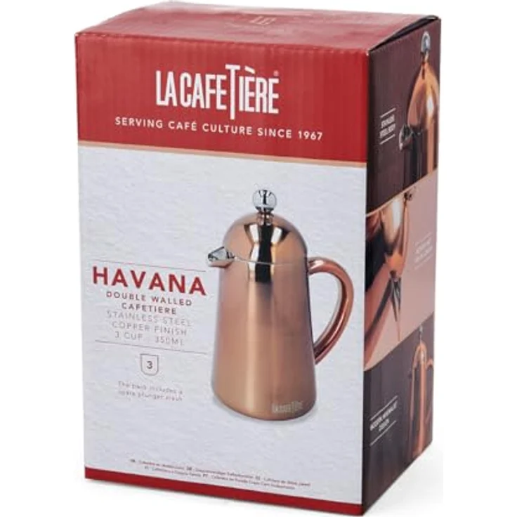 La Cafetière Havana, isolierte Kaffeemaschine für 3 Tassen, Kupferfinish, inklusive Ersatzfilter – Bild 4