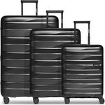 Bergpfeil Koffer-Set 3-teilig | Hochwertiges Polypropylen-Material | Dehnfalte erweiterbar | Doppelrollen & TSA-Schloss (Travel)