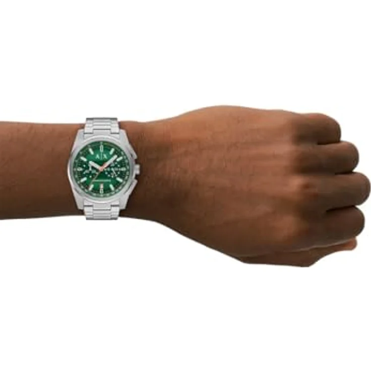 Armani Exchange Herren Analog Quarz Uhr AX2862, 42-mm-Gehäuse, grünes Zifferblatt, Edelstahl Armband – Bild 5