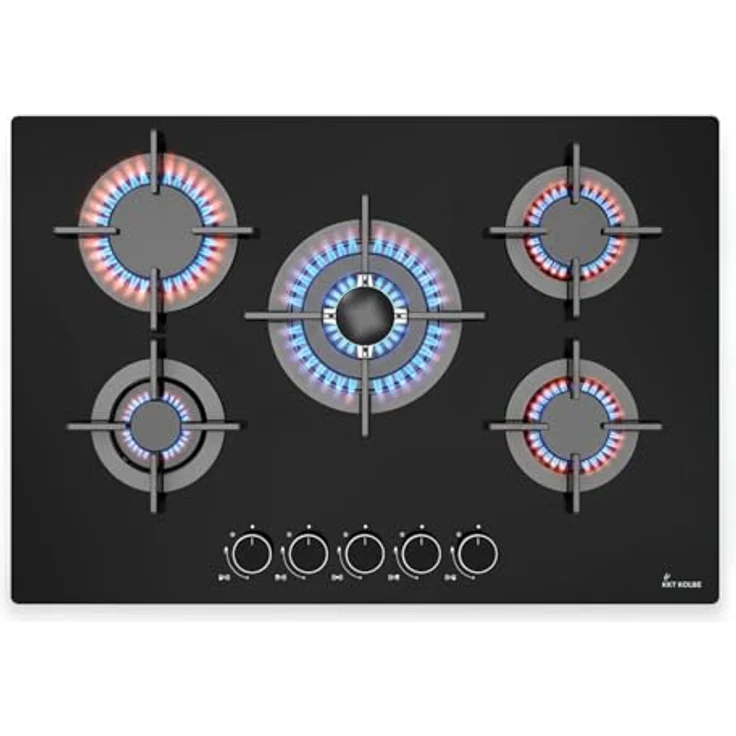 KKT KOLBE G805G Gaskochfeld 59 cm, autark, 7,9 kW, 4-flammig, stufenlos regelbar, Wok-Zone, glas, für Erdgas und Propangas – Bild 1