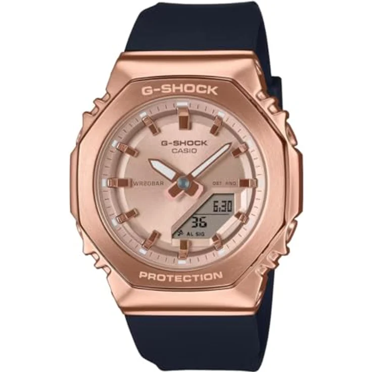 Casio G-Shock Damenuhr Schwarz/Roségold GM-S2110PG-1A4ER, Alarm, Stoppuhr, Im Dunkeln leuchtend – Bild 2