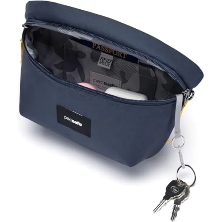 Pacsafe Go Sling Pack, Umhängetasche mit RFID-Blocker, Schlitzschutz, 2,5 l Volumen, Coastal Blue – Bild 6