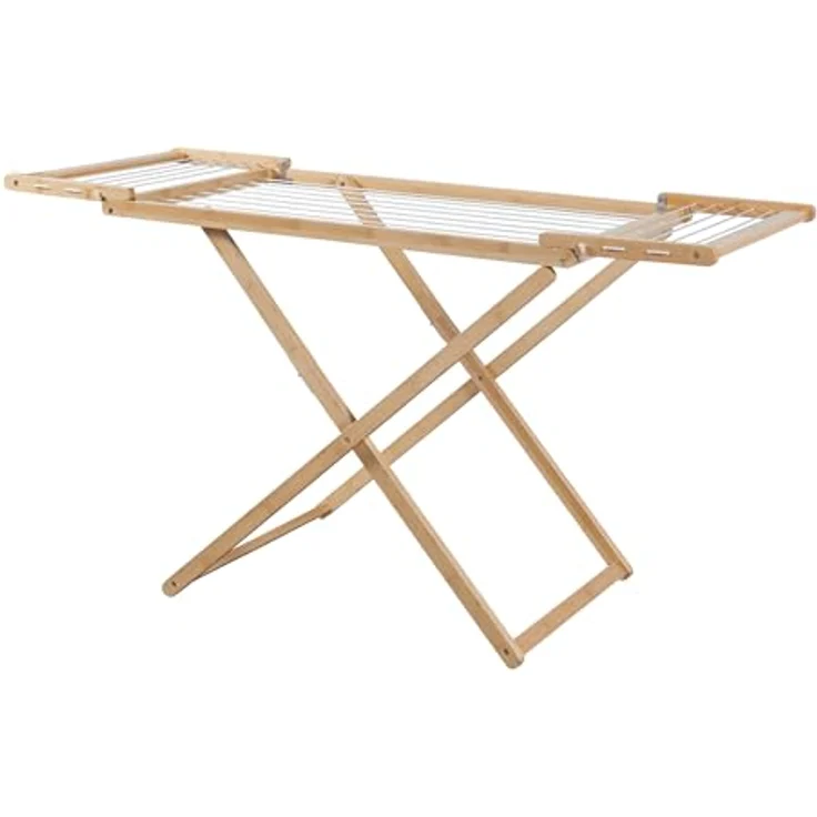 en.casa Wäscheständer, »Fakala« 154 x 59 x 82 cm Bambus, platzsparend zusammenklappbar, natur/weiß – Bild 4
