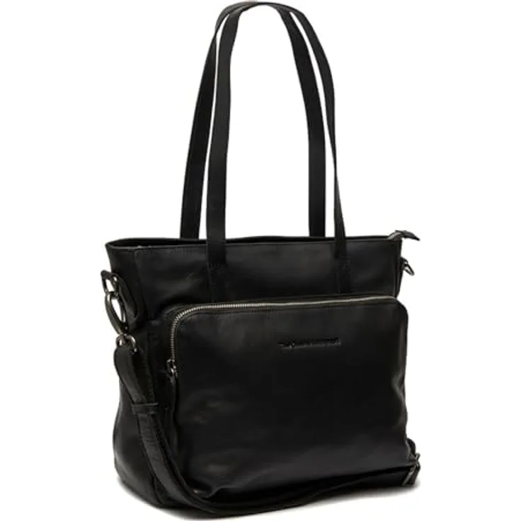 The Chesterfield Brand Shopper Alicante, gewachstes Rindleder, schwarz, 35 x 14 x 26 cm