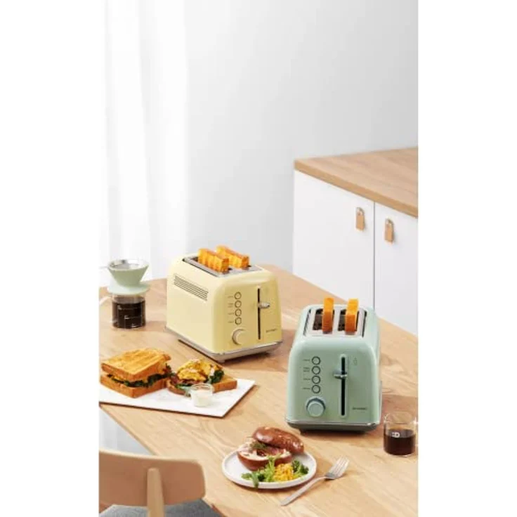 Buydeem DT620-CG, Toaster aus Edelstahl mit 900 Watt Leistung, Warmhalte- und Auftaufunktion, Grün – Bild 6