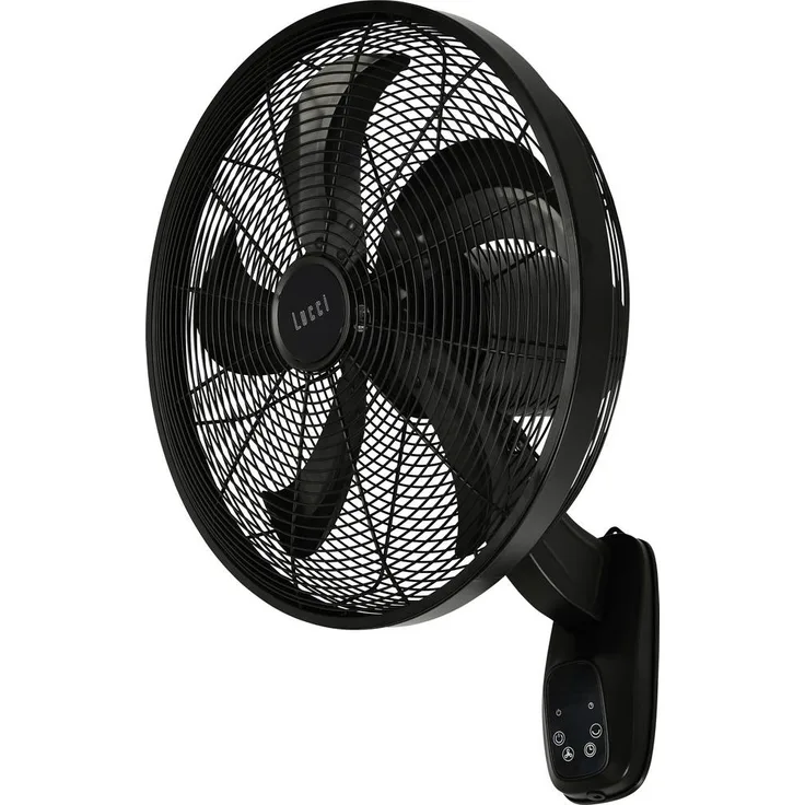 Lucci AIR Glide DC WV, Wandventilator mit 36W DC-Motor, 6 Geschwindigkeitsstufen, schwarz