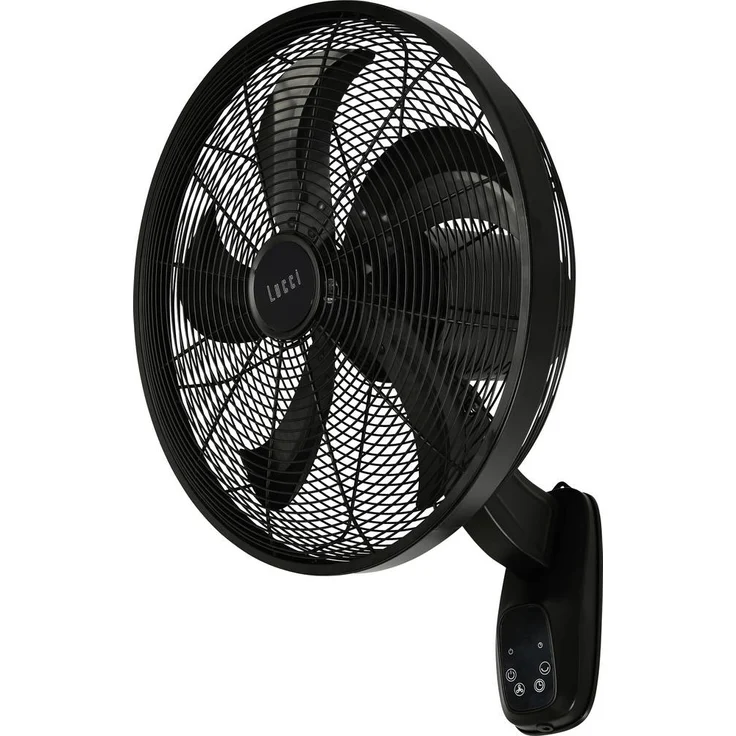 Lucci AIR Glide DC WV, Wandventilator mit 36W DC-Motor, 6 Geschwindigkeitsstufen, schwarz