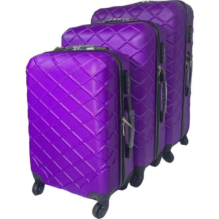 HTI-Living Koffer 3-teiliges Set Raute, Violett, mit 100 l Stauraum