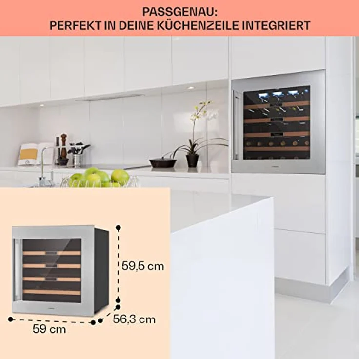Klarstein Vinsider 36 Built-In Uno Weinkühlschrank, Einbau, edelstahl, 36 Flaschen, Energieklasse G – Bild 7