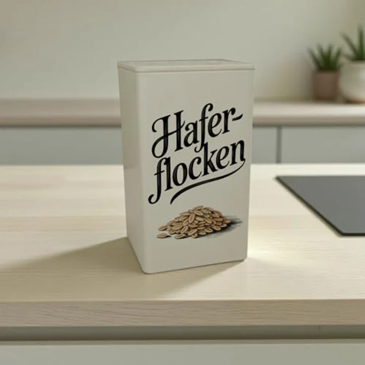 speecheese Haferflocken Vintage Vorratsdose 900ml, nostalgisches Metalldesign mit eleganter Kalligrafie und kunstvoller Illustration – Bild 2