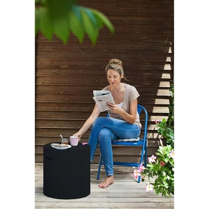 Keter Cool Stool, Kühlbox (39 l) mit wetterfestem Rattan-Look und vielseitiger Nutzung als Sitzhocker – Bild 6