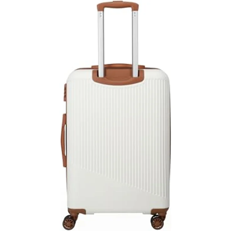 Travelite 4-Rad Hartschalenkoffer mittelgroß 65 Liter, Gepäck Serie Bali: ABS Hartschalen Trolley mit TSA Kombinationsschloss, 67 cm, Cognac (Weiß) – Bild 4