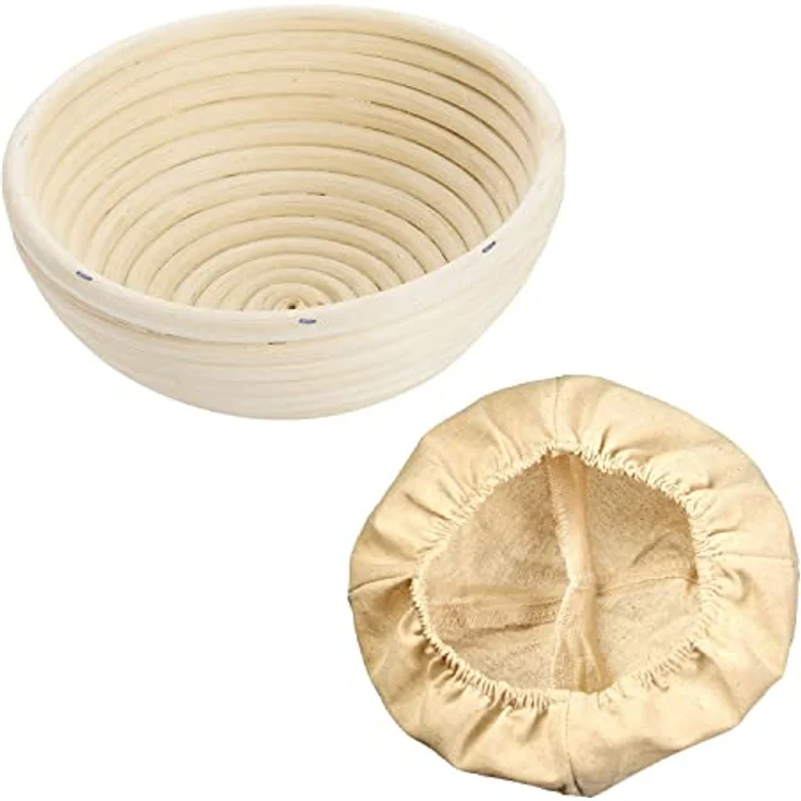 Westmark Gärköbchen-Set, 2tlg., Gärkörbchen rund + Bezug, Peddigrohr/Baumwolle, Hellbeige/Beige, 3207227B – Bild 1