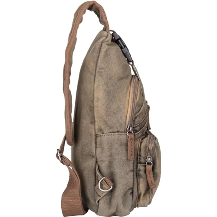 Greenburry Aviator Crossbag, Canvas Umhängetasche 23x35cm in khaki, rustikaler Vintagestil, verstellbarer Schultergurt – Bild 5