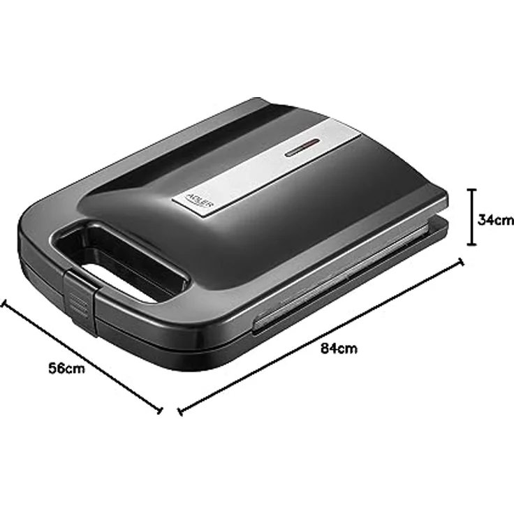 Adler AD 3055 XXL-Sandwich-Maker, 2000 Watt, 24 x 22 cm Grillfläche, für 4 Toast-Scheiben, antihaftbeschichtet, Kunststoff, schwarz – Bild 9