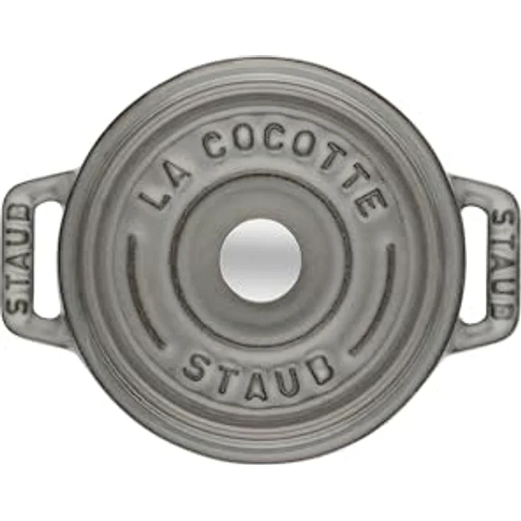 Staub 1101218 Mini Cocotte, rund mit Deckel 10 cm, 0,25 L, induktionsgeeignet, mit mattschwarzer lierung im Inneren des Topfes, graphitgrau – Bild 2