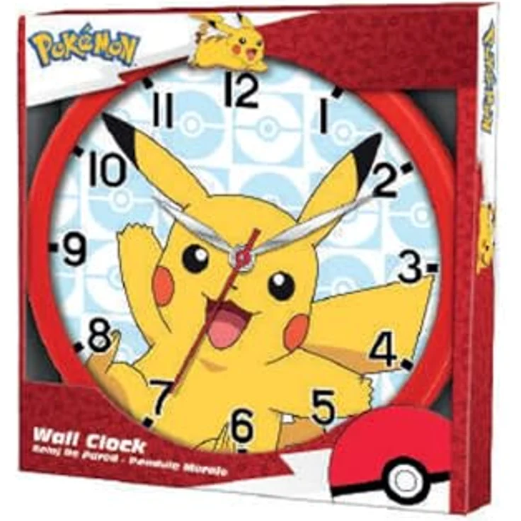 Kids Euroswan Pokémon Wanduhr mit 25 cm Durchmesser, manueller Anzeige und Pokémon Design – Bild 2