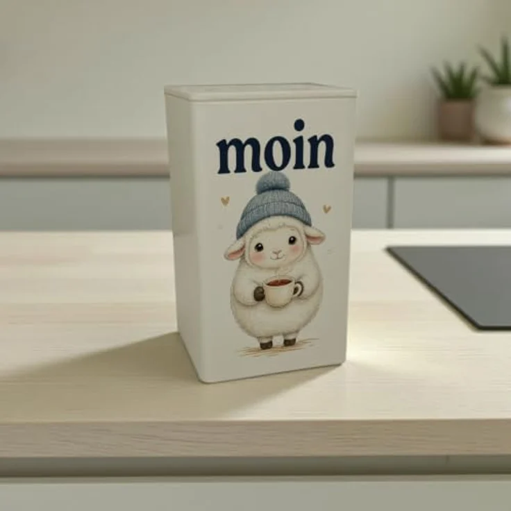 speecheese Dose 900ml Schaf mit Friesentee, Vorratsdose aus Metall für Tee und trockene Vorräte, 8,5 cm breit – Bild 2