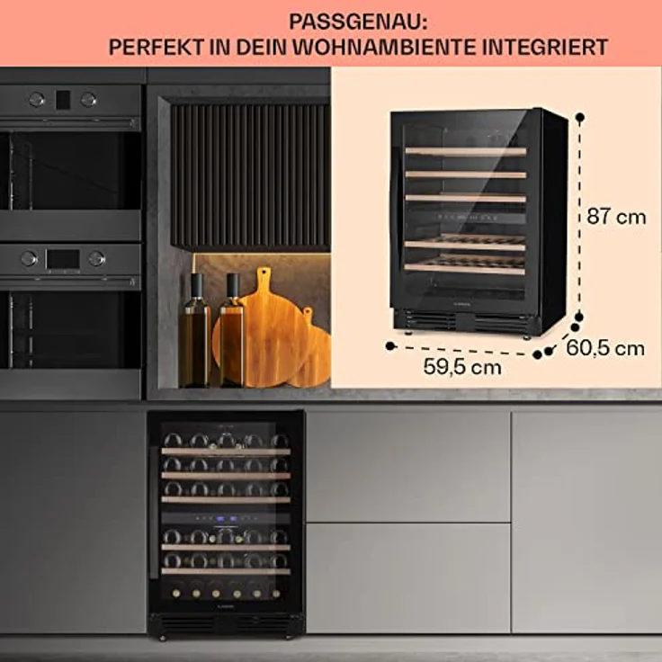Klarstein Vinovilla 50 Duo, Zweizonen-Weinkühlschrank mit 53l für 17 Flaschen, 3-Farben Glastür, Energiefreundlich und leise – Bild 6