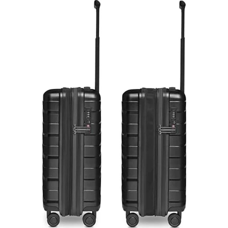 Bergpfeil Kleiner Hartschalen Kabinen-Koffer | Cabin-Trolley 40 x 22 x 55 cm aus Polypropylen in Schwarz | Leichter Unisex Koffer mit Doppelrollen & TSA-Schloss – Bild 2