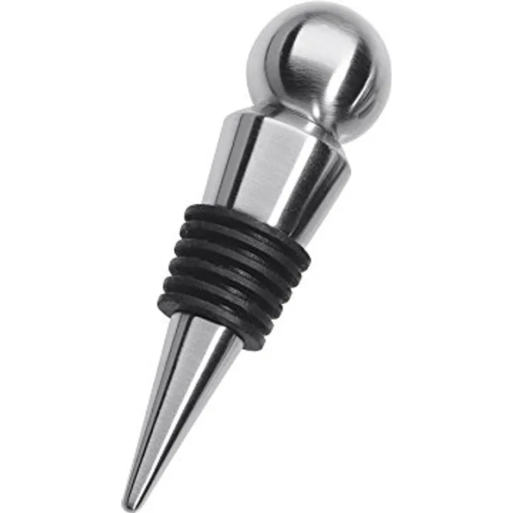 Cilio 0000350104 Flaschenstopfen Burgunder, Edelstahl, silber, 4,5 x 4,5 x 7 cm
