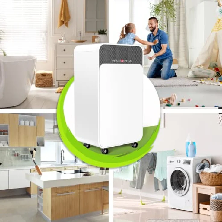 VENDOMNIA Luftreiniger Luftentfeuchter - 16L - Tag, 2L Behälter, bis 30 m², elektrisch, Digitalanzeige, Timer, Wäschetrocknung, Auto-Modus - Raumentfeuchter, Entfeuchtungsgerät, Raumentfeuchtungsgerät, Luftentfeuchtungsgerät – Bild 4
