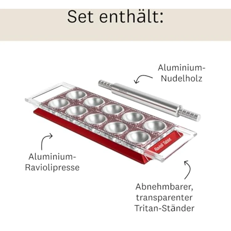 Marcato RT-RSO Ravioli Tablet Nudelform, Aluminium, rot – Bild 6