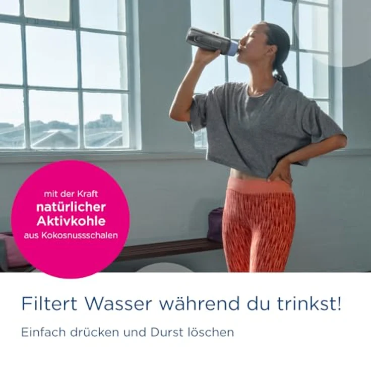 BRITA Sport Wasserfilter Flasche Model Active dunkelgrün (600ml) inkl. 2 MicroDisc Filter – BPA-frei, spülmaschinengeeignet, filtert beim Trinken – Bild 2