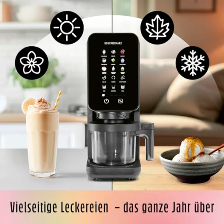 GOURMETmaxx Eismaschine SmoothUp Touch, 700 Watt, 9 Programme, LED Display, inkl. 2 Becher – Bild 3