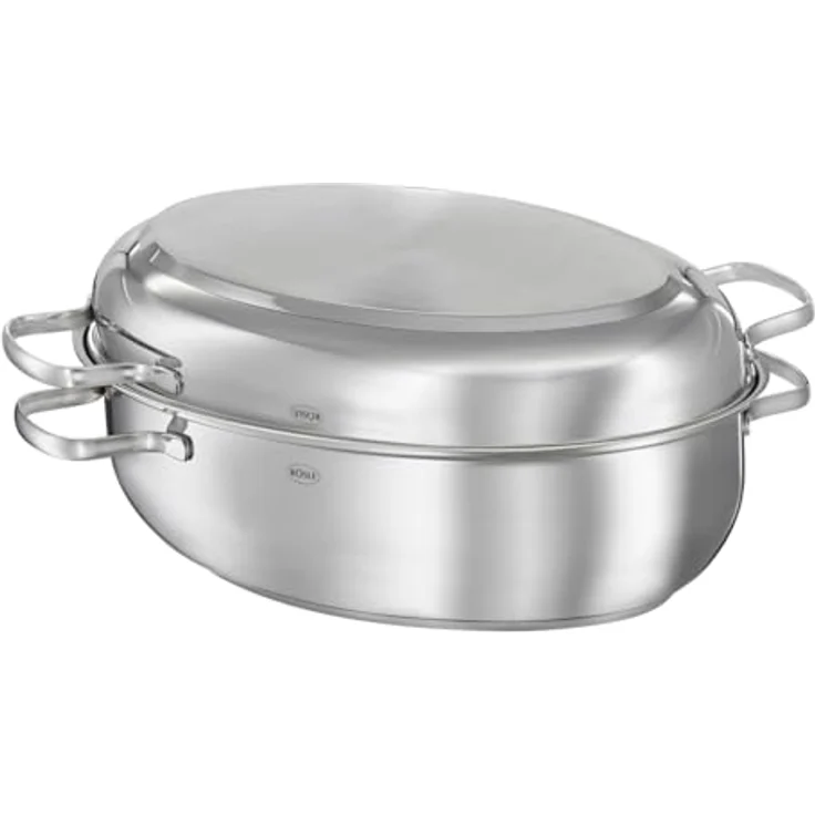 RÖSLE ELEGAN Bräter oval mit Antihaftversiegelung ProPlex, Edelstahl 18-10, silber-schwarz, Deckel als Pfanne verwendbar, Profiqualität, induktionsgeeignet, spülmaschinengeeignet – Bild 4