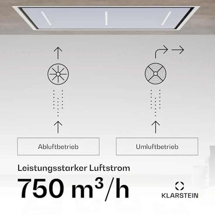 Klarstein LuxeAir Dunstabzugshaube, 562 m³/h Luftstrom, A Energieeffizienz, WLAN & Touch-Steuerung, LED-Beleuchtung, schwarz – Bild 2